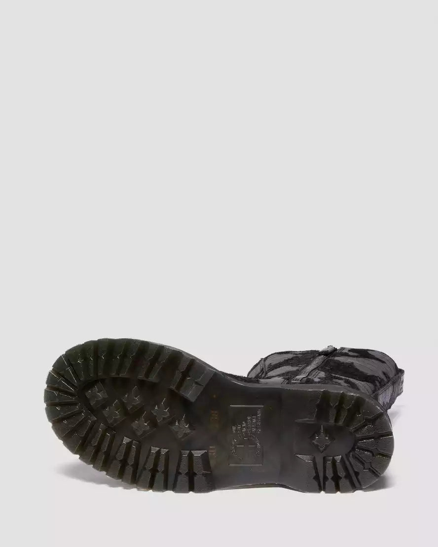 Dr. Martens Rejena Hair On Croc Embossed Leather Boots - Black