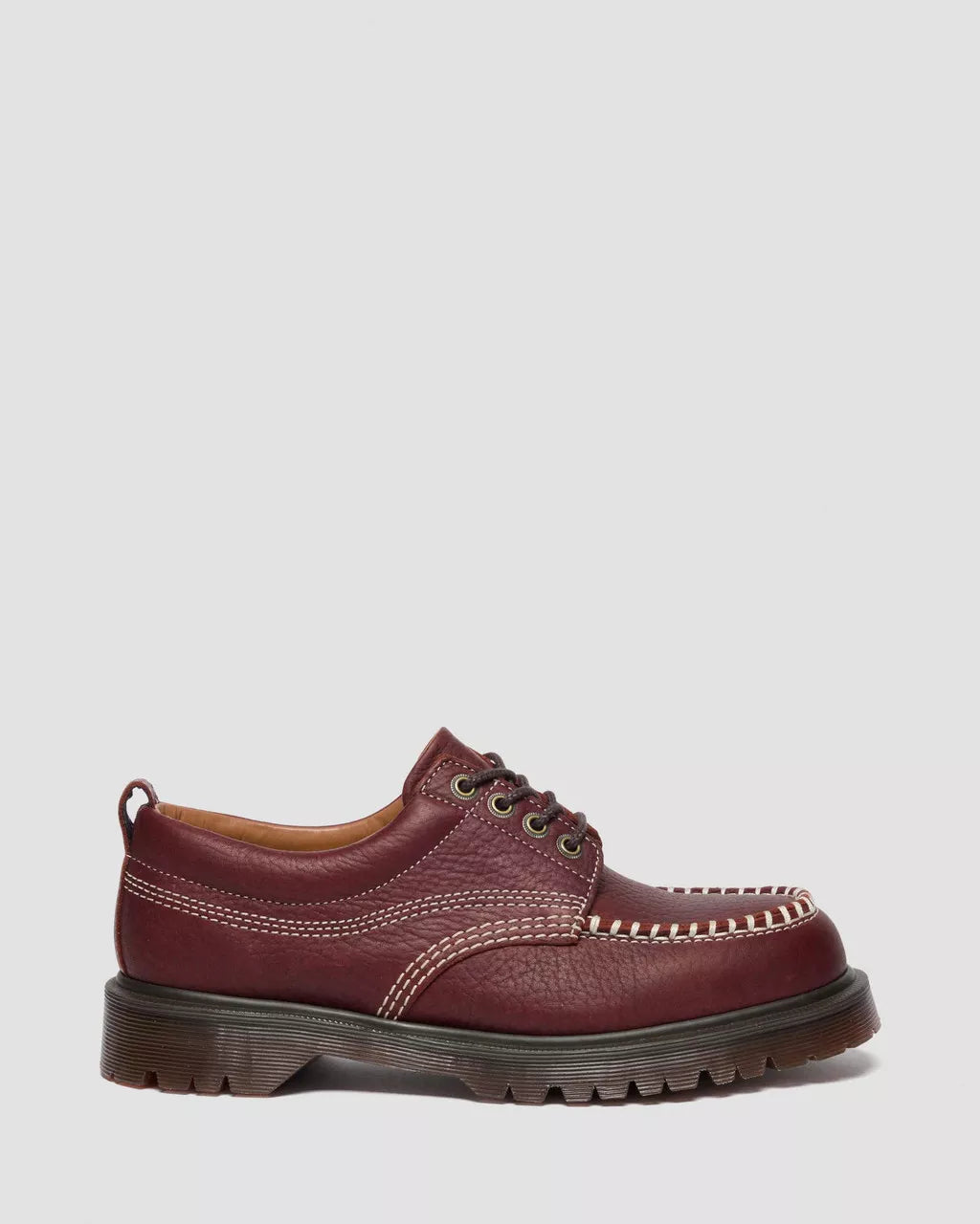 Dr. Martens Lowell Red Wild Grain Leather Moc Toe Shoes