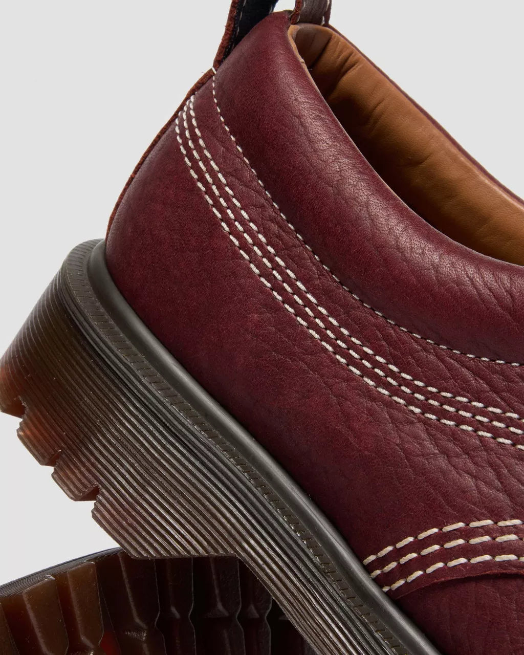 Dr. Martens Lowell Red Wild Grain Leather Moc Toe Shoes