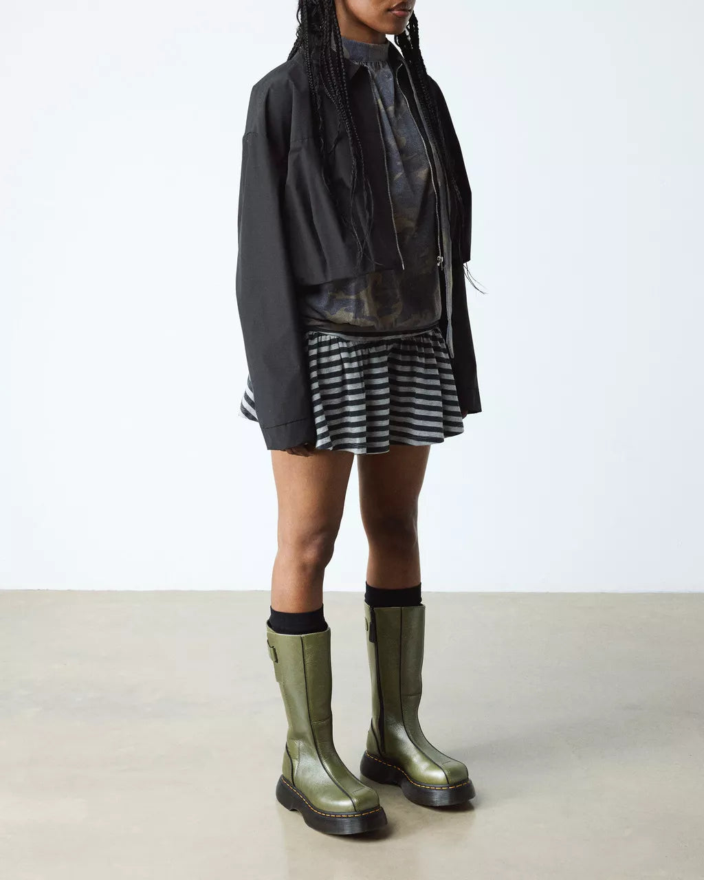 Dr. Martens Buzz Hi Eclipse Leather Boots - Olive Green