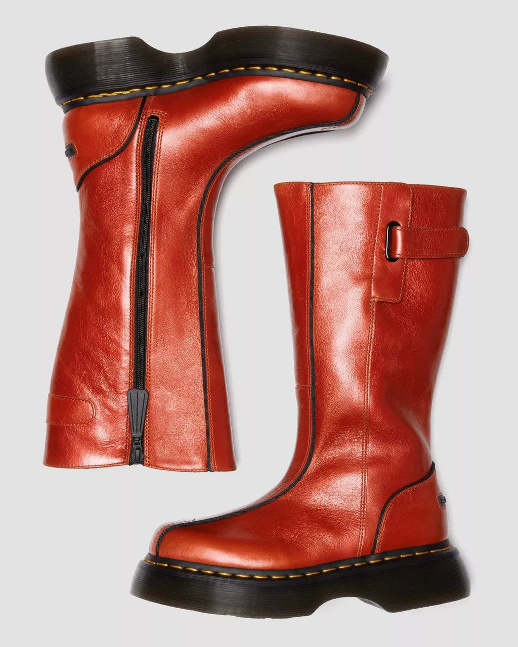 Dr. Martens Buzz Hi Eclipse Leather Boots - Flame Orange