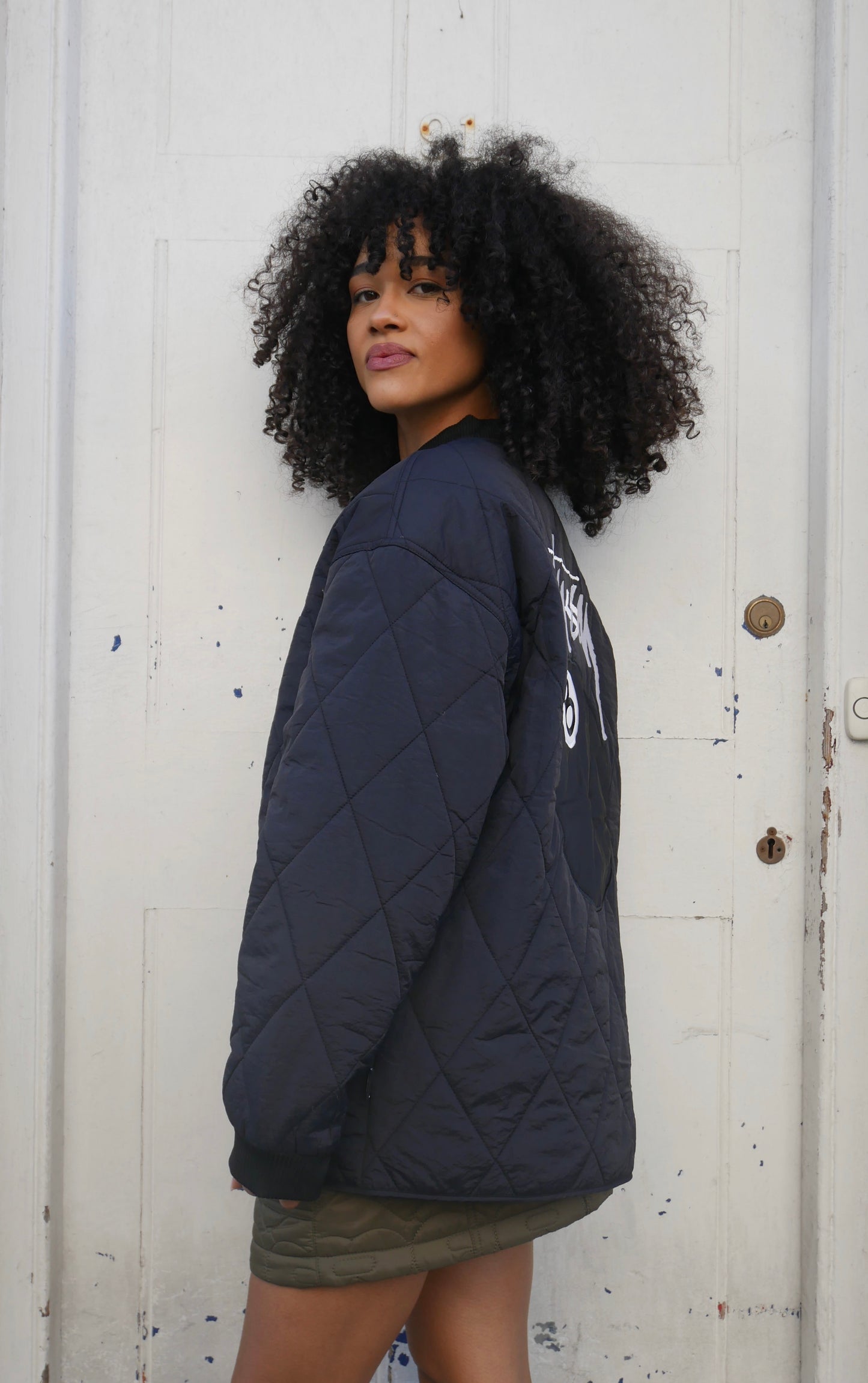 Stüssy Quilted Jacket 8 Ball Black