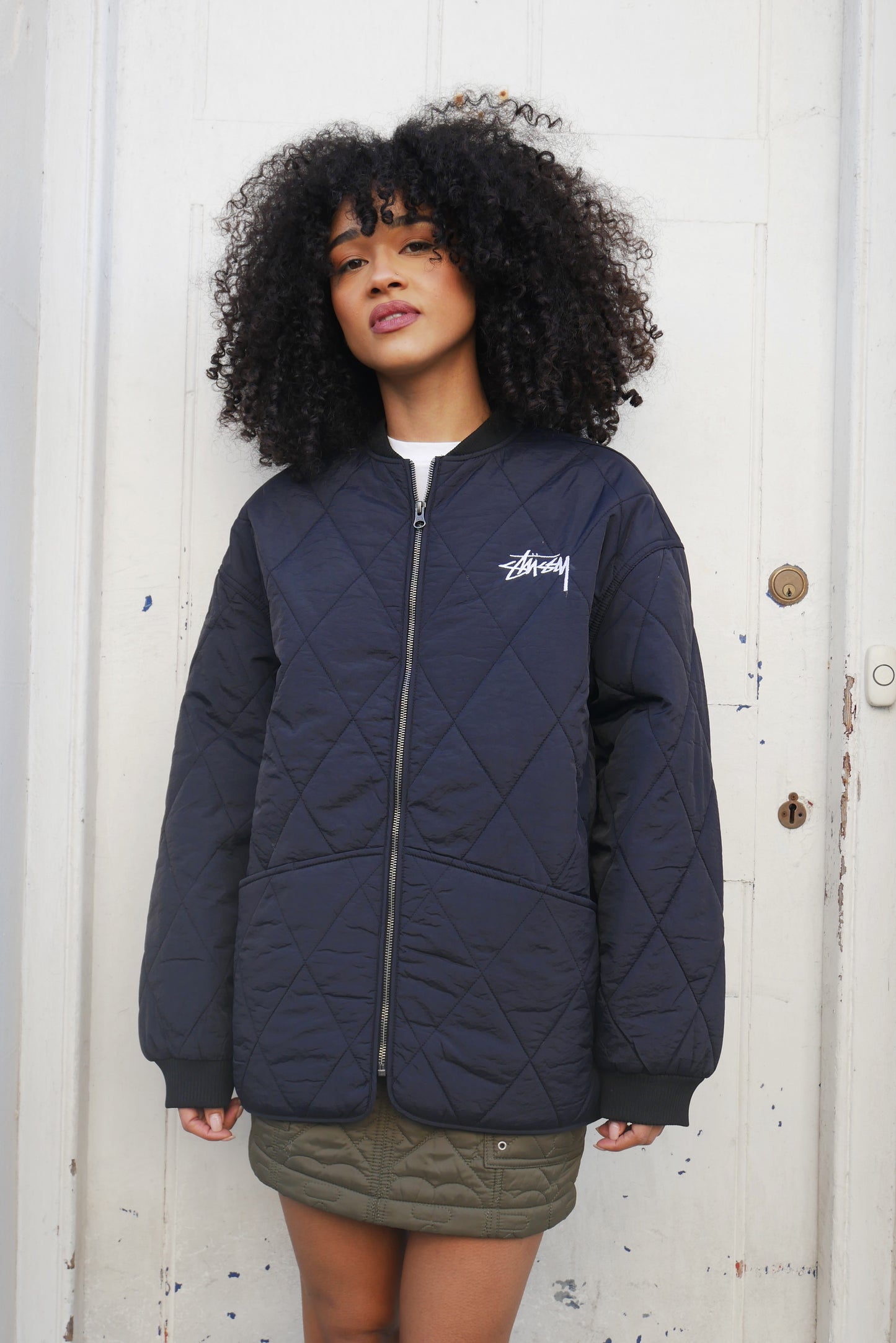 Stüssy Quilted Jacket 8 Ball Black