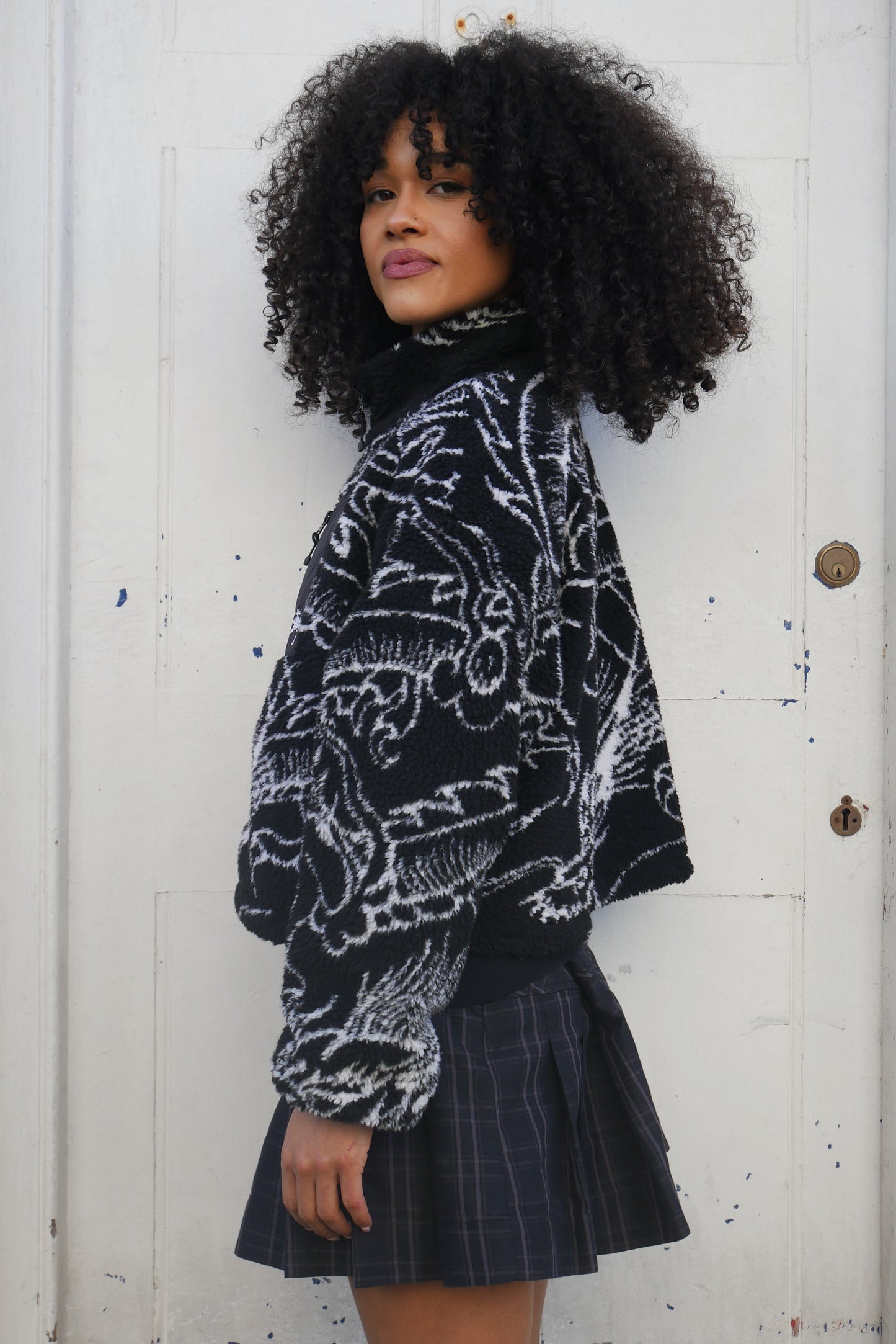 Stüssy Cropped Dragon Fleece Reversible Black