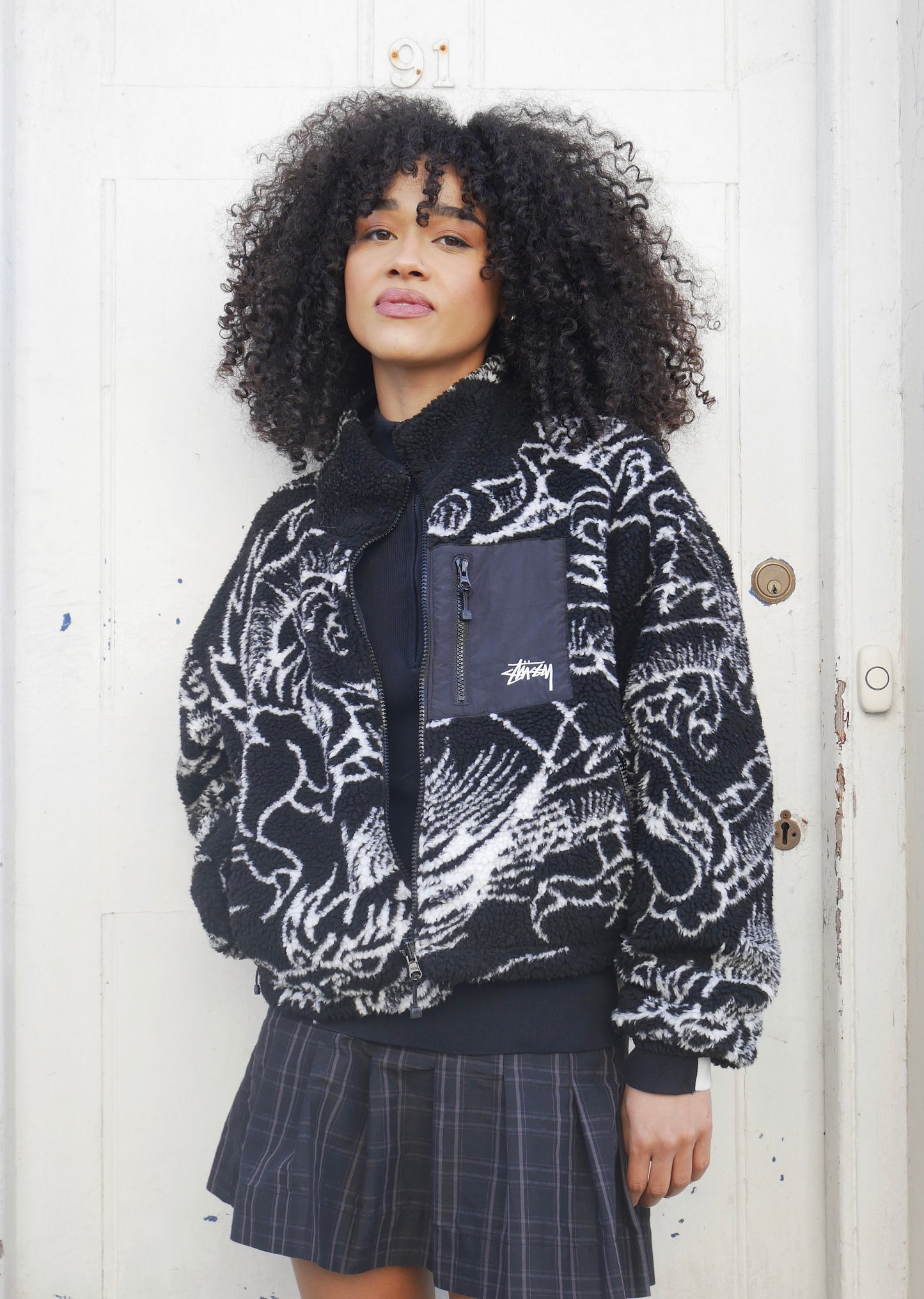 Stüssy Cropped Dragon Fleece Reversible Black