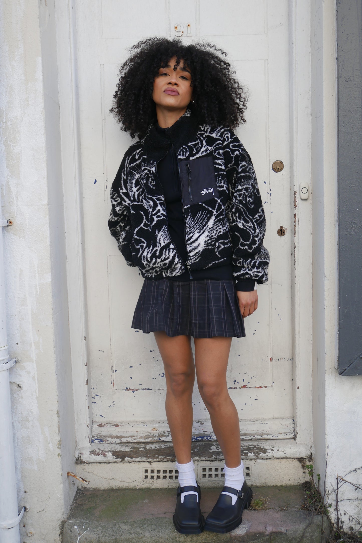 Stüssy Cropped Dragon Fleece Reversible Black