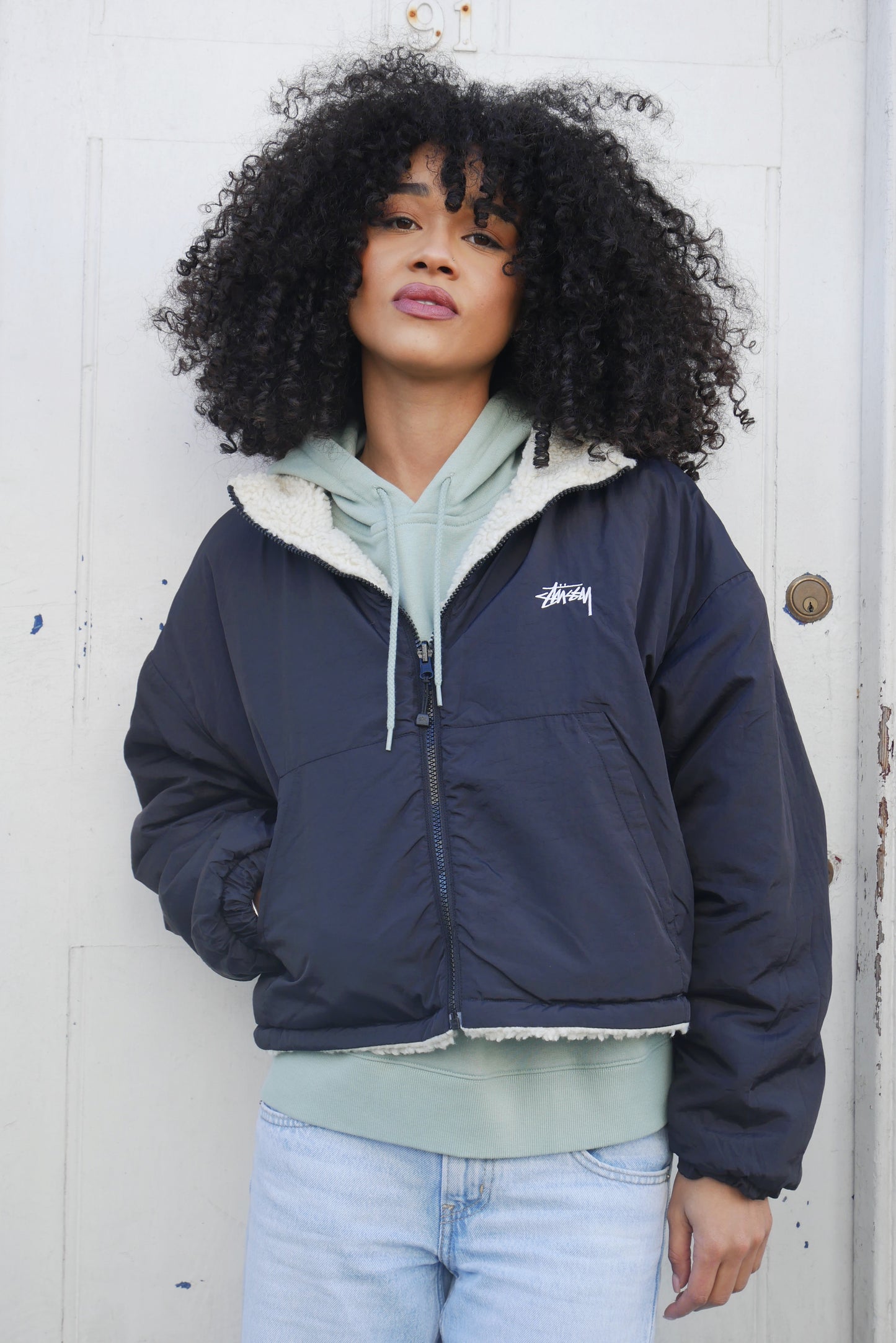 Stüssy Cropped 8 Ball Fleece Reversible