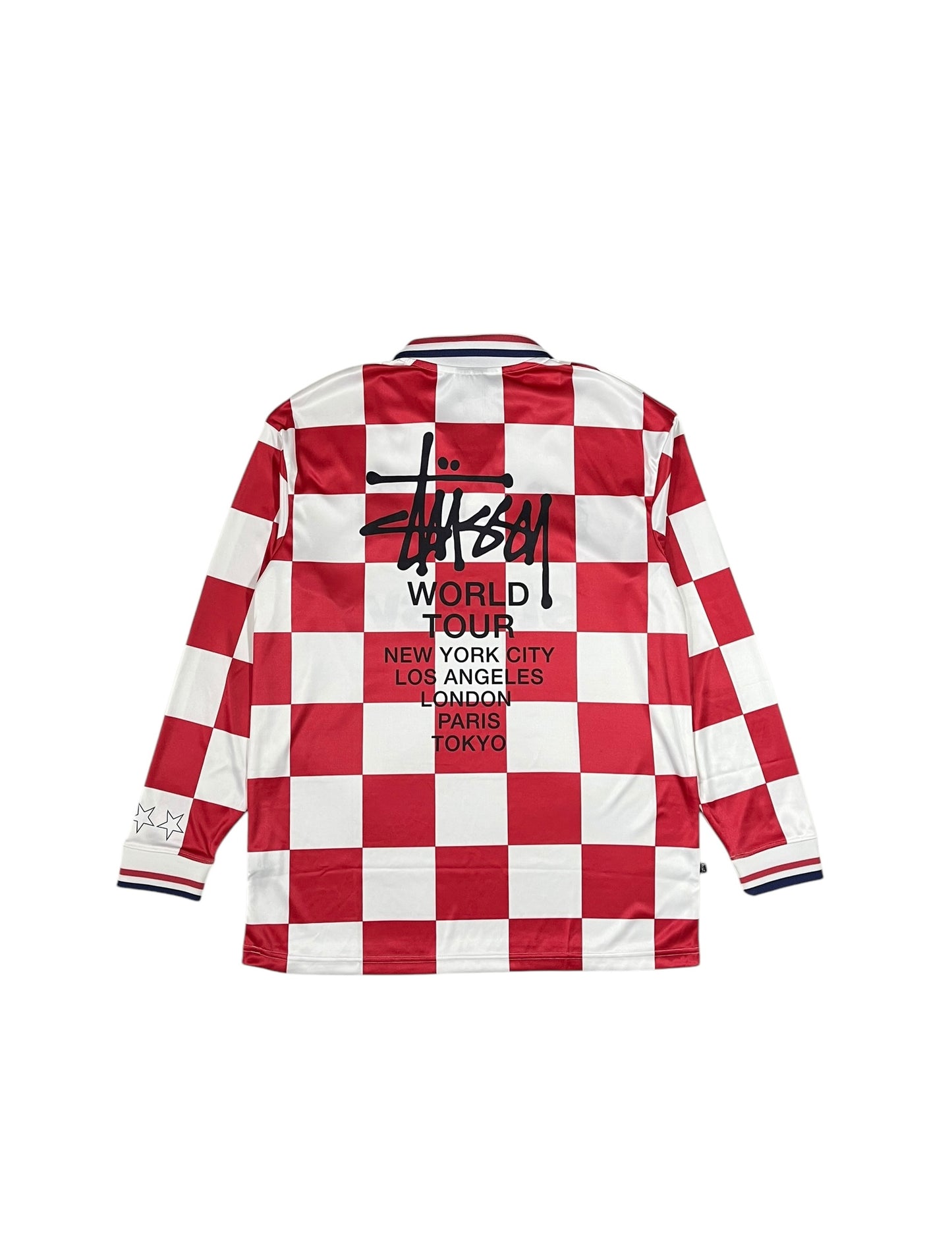 Stüssy Football Long Sleeve Polo Shirt Red & White Check
