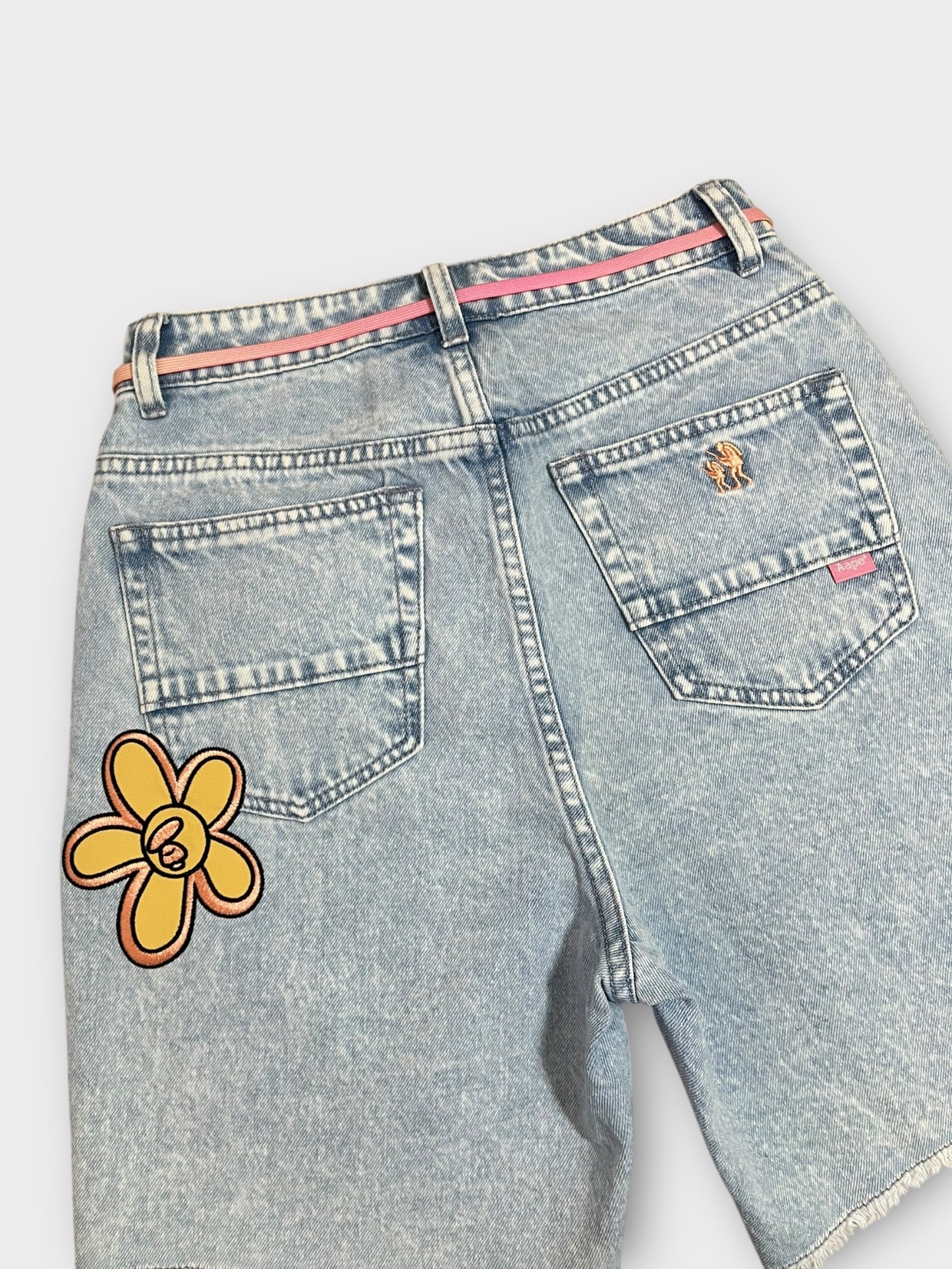 Aape By A Bathing Ape Blue Wash Denim Shorts