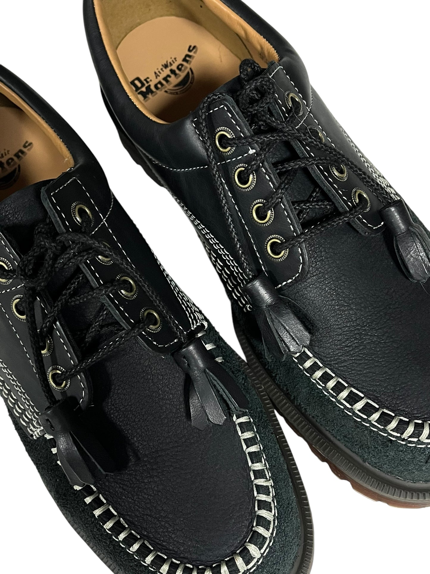 Dr. Martens Lowell Black Mixed Leather Material Moc Toe Shoe