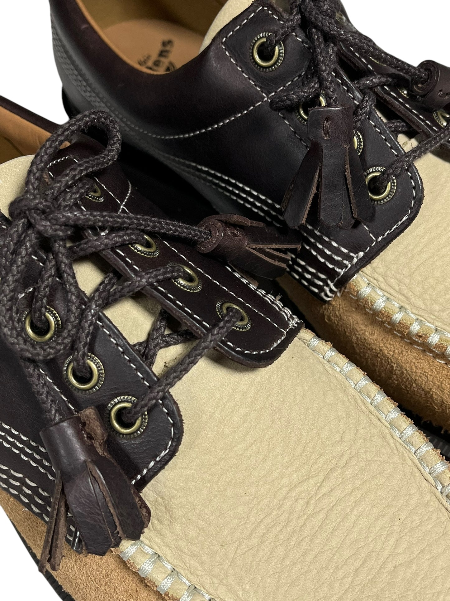 Dr. Martens Lowell Brown Mixed Leather Material Moc Toe Shoe