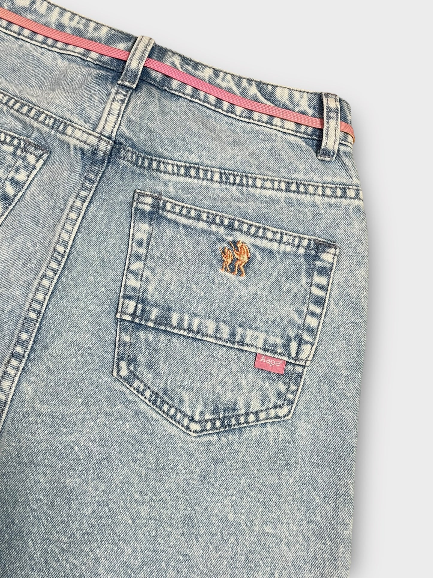 Aape By A Bathing Ape Blue Wash Denim Shorts