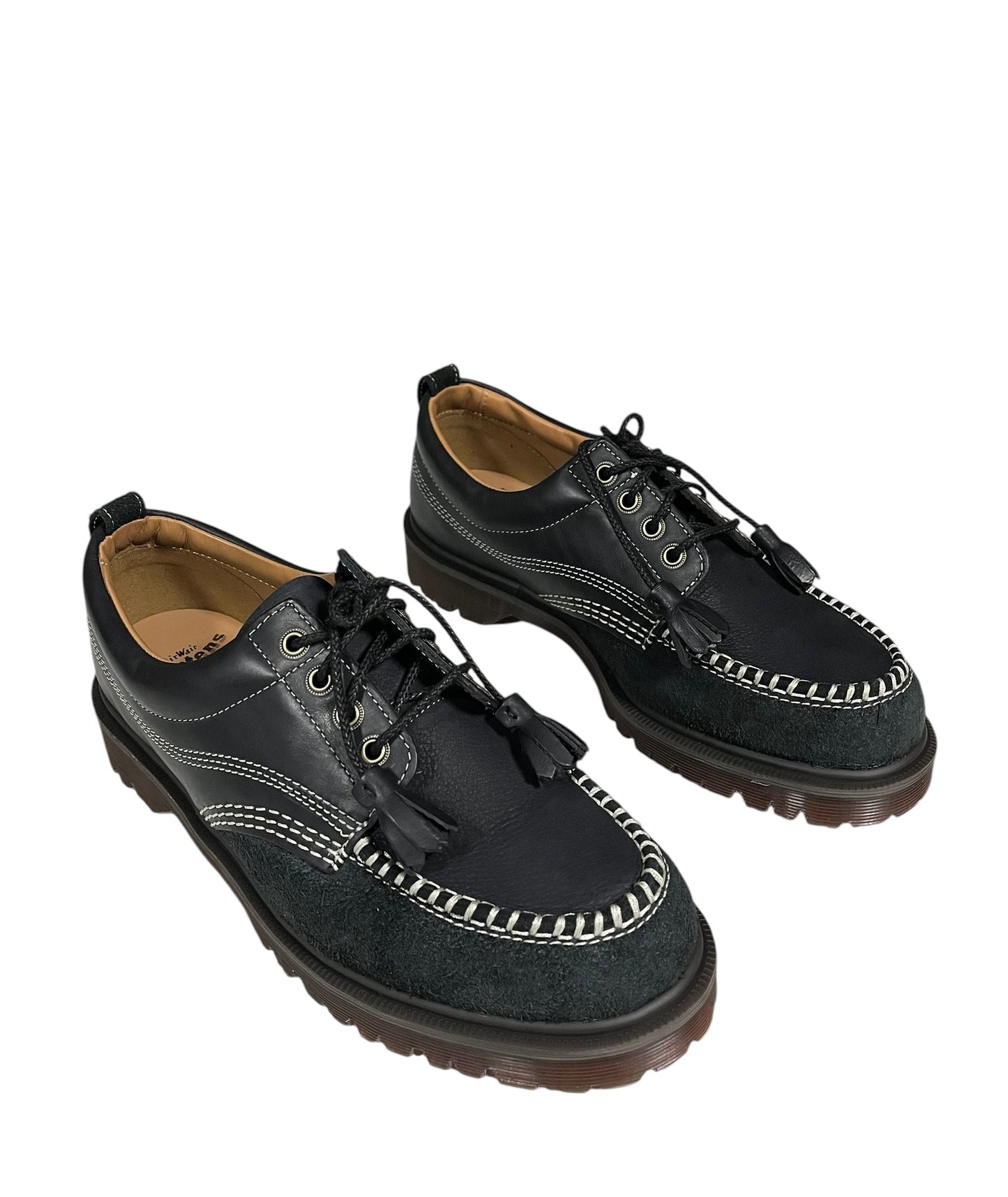 Dr. Martens Lowell Black Mixed Leather Material Moc Toe Shoe