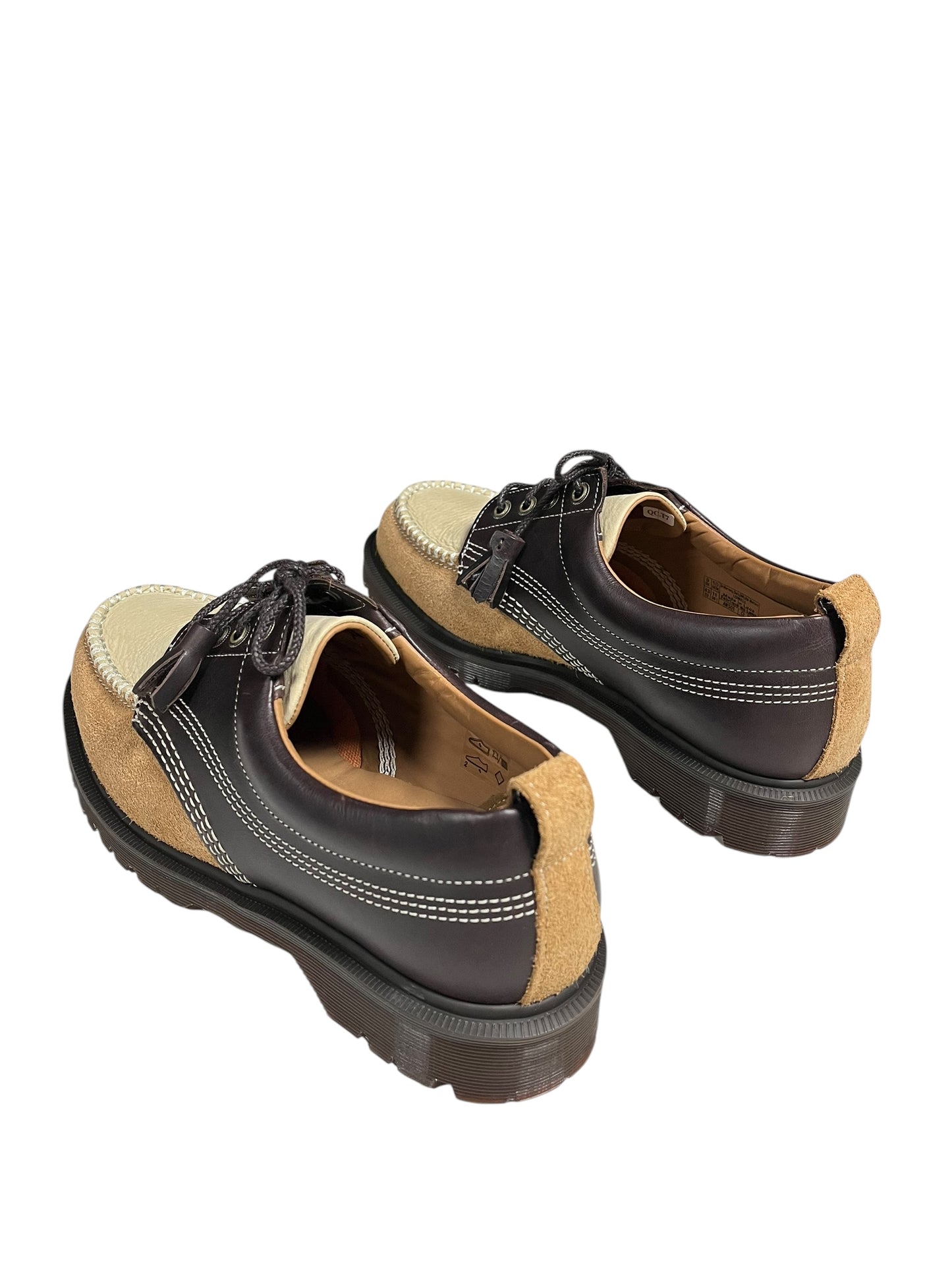 Dr. Martens Lowell Brown Mixed Leather Material Moc Toe Shoe