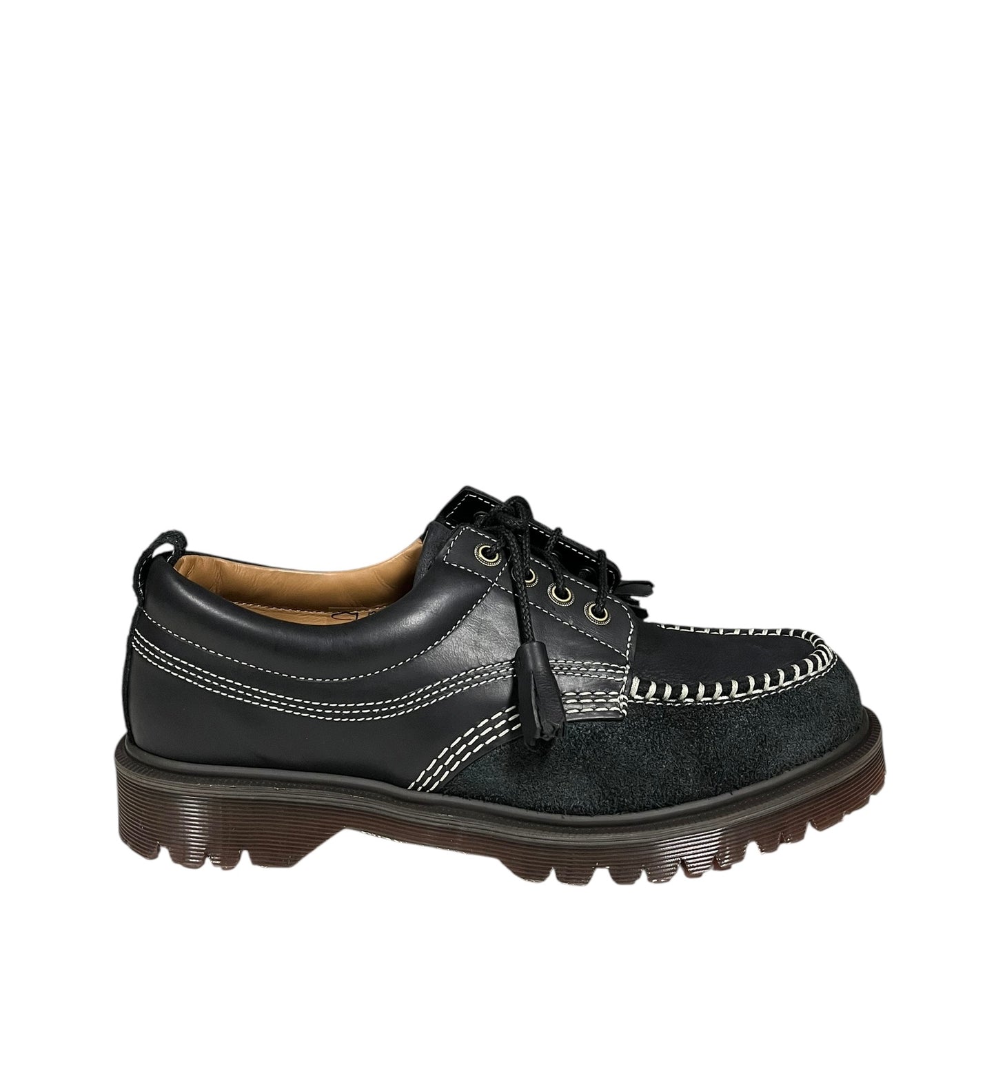 Dr. Martens Lowell Black Mixed Leather Material Moc Toe Shoe