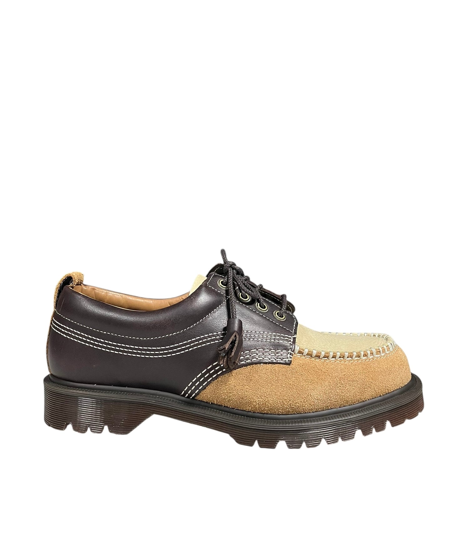 Dr. Martens Lowell Brown Mixed Leather Material Moc Toe Shoe