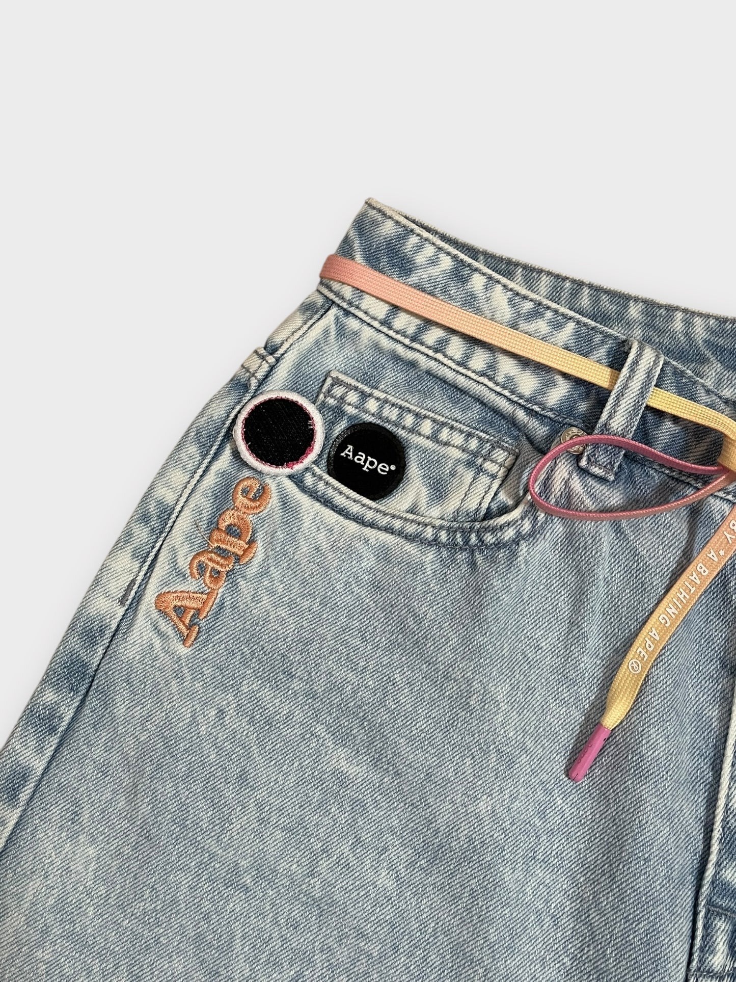 Aape By A Bathing Ape Blue Wash Denim Shorts