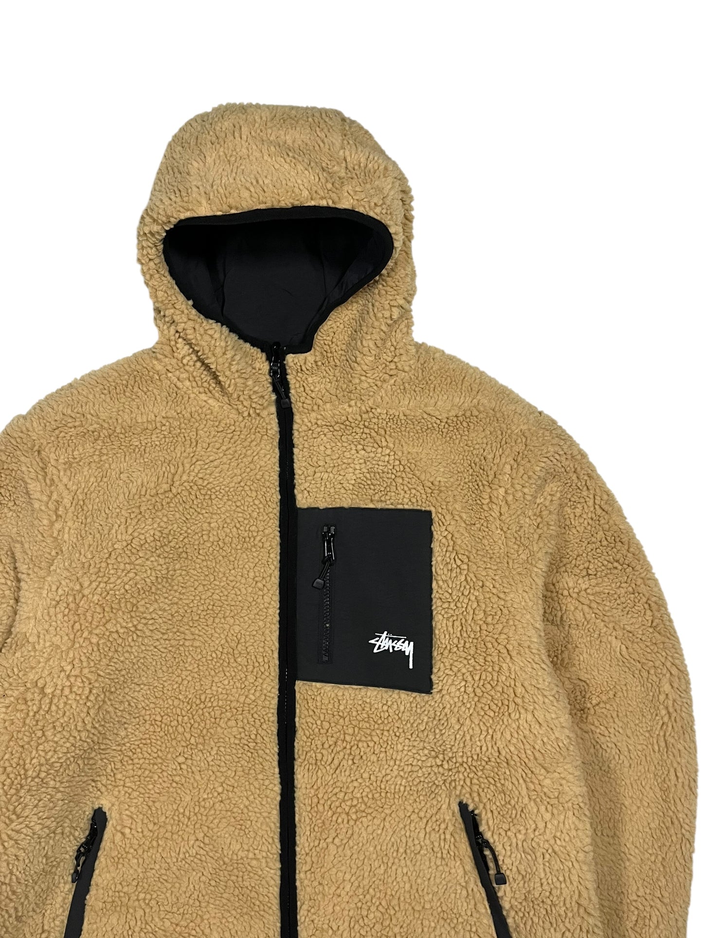 Stüssy Reversible Sherpa 8 Ball Jacket Tan