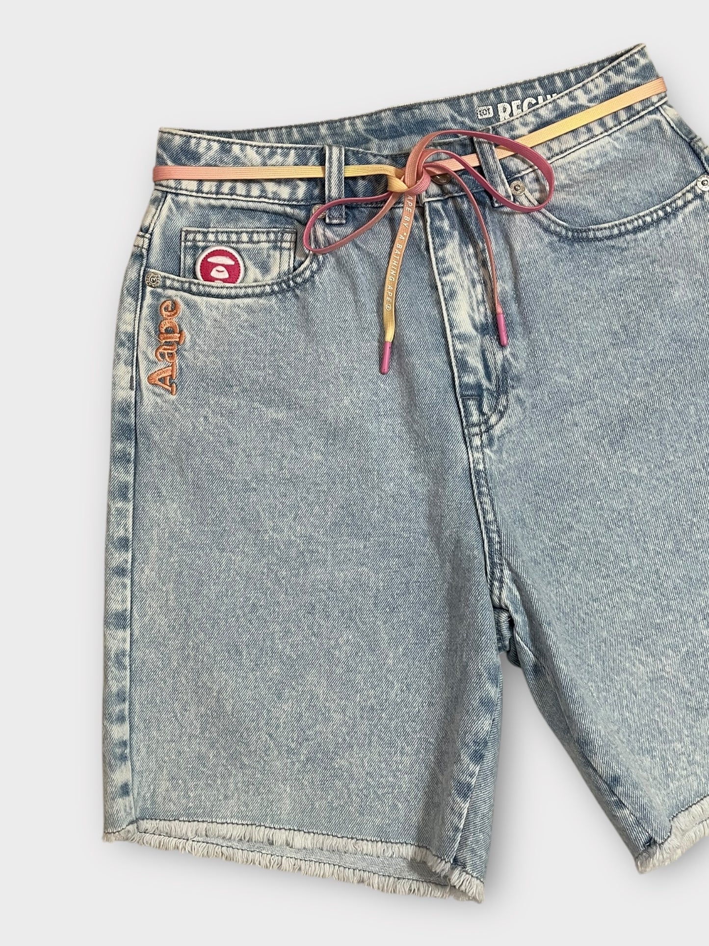 Aape By A Bathing Ape Blue Wash Denim Shorts