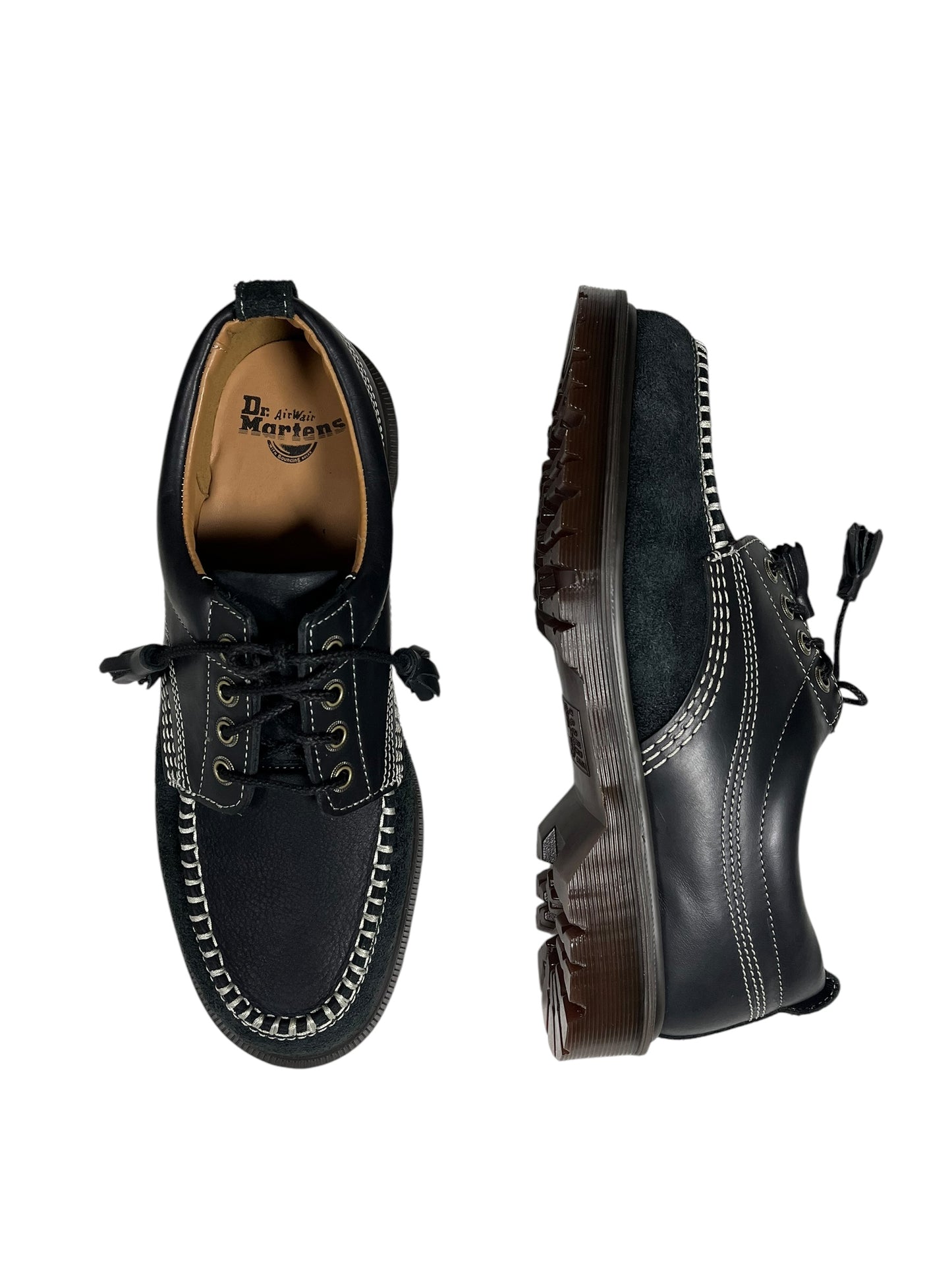 Dr. Martens Lowell Black Mixed Leather Material Moc Toe Shoe