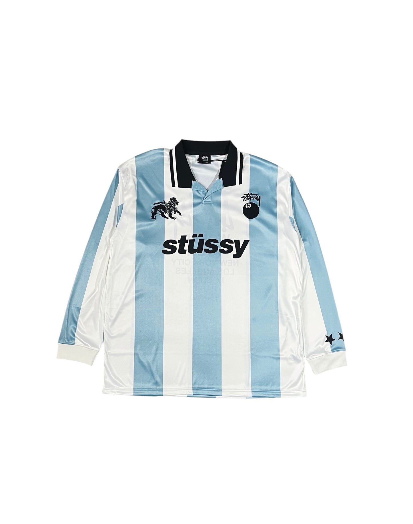 Stüssy Football Long Sleeve Polo Shirt Blue & White