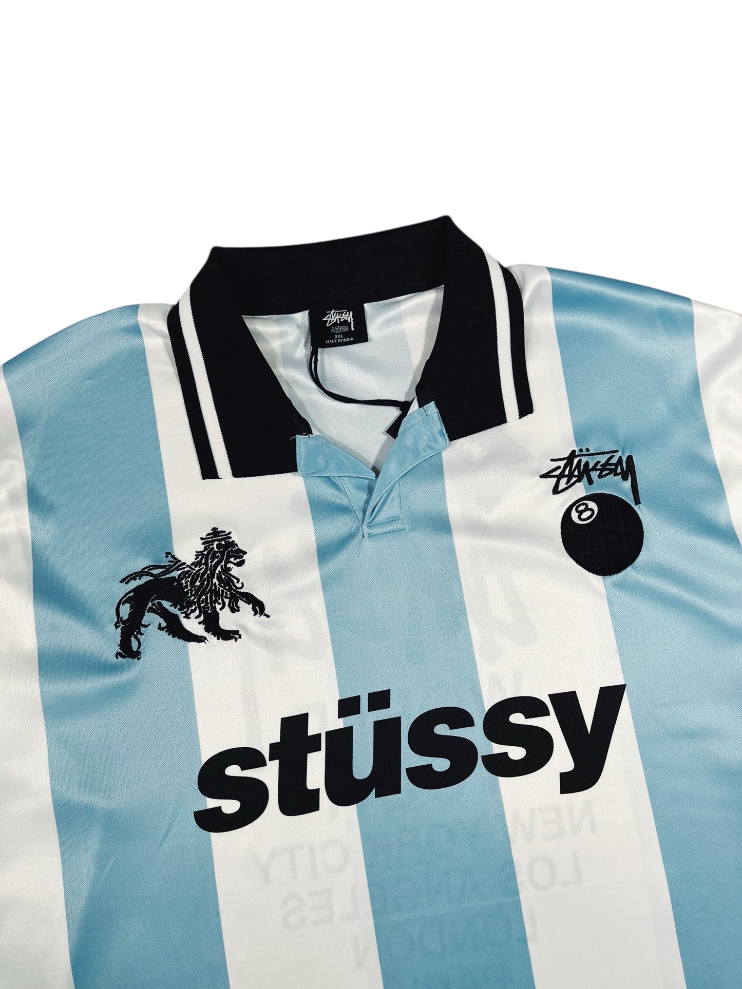 Stüssy Football Long Sleeve Polo Shirt Blue & White