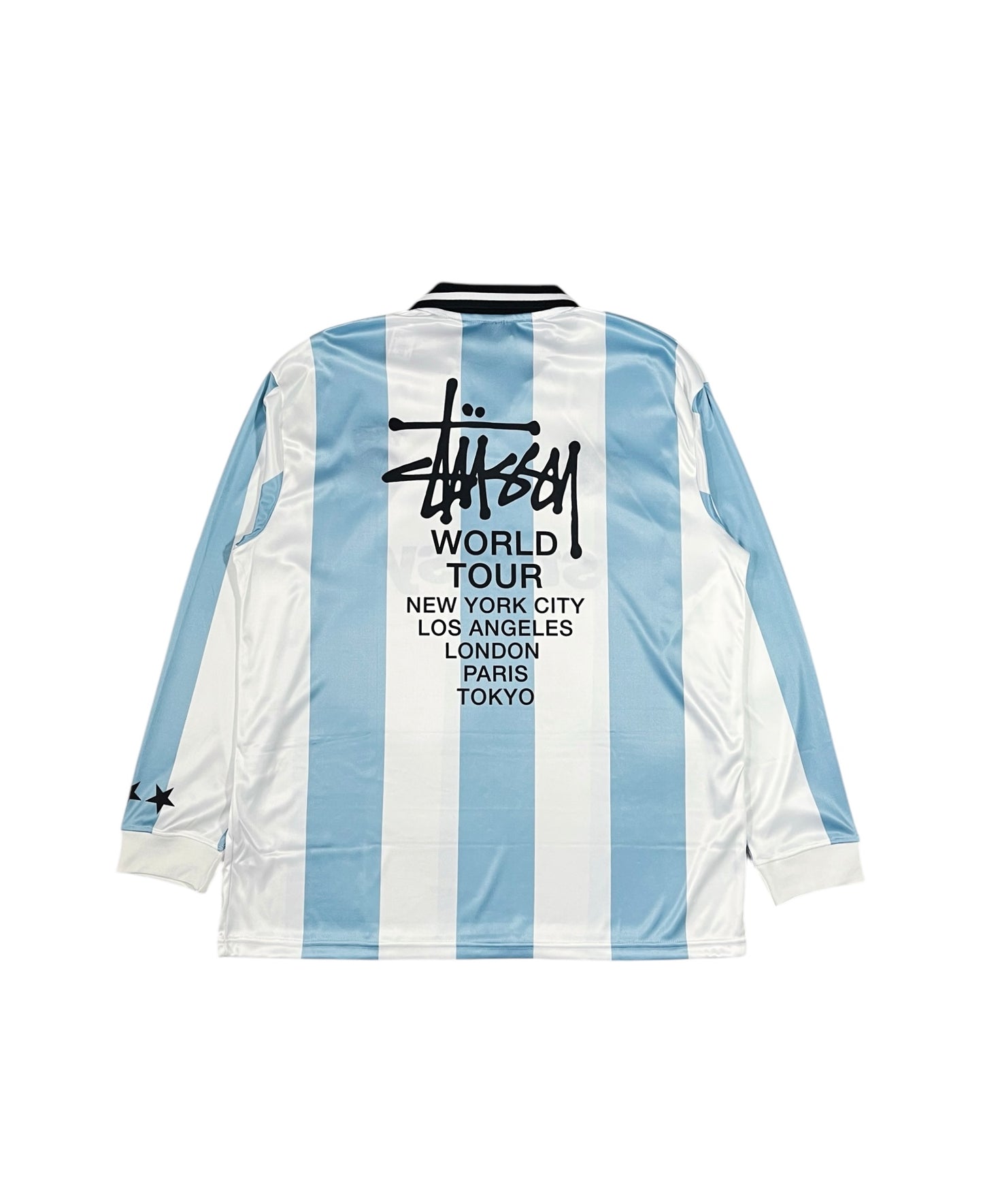 Stüssy Football Long Sleeve Polo Shirt Blue & White