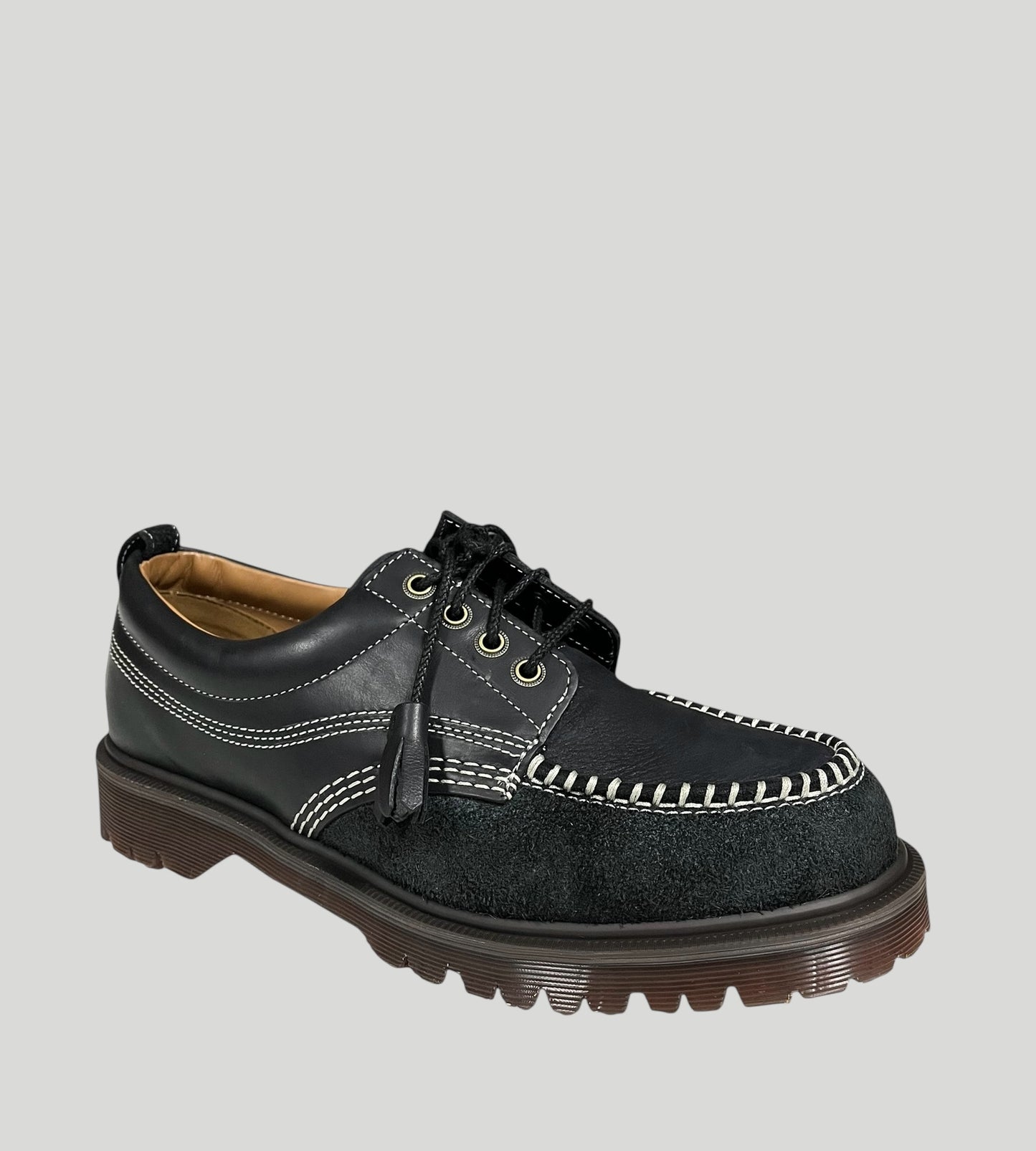 Dr. Martens Lowell Black Mixed Leather Material Moc Toe Shoe