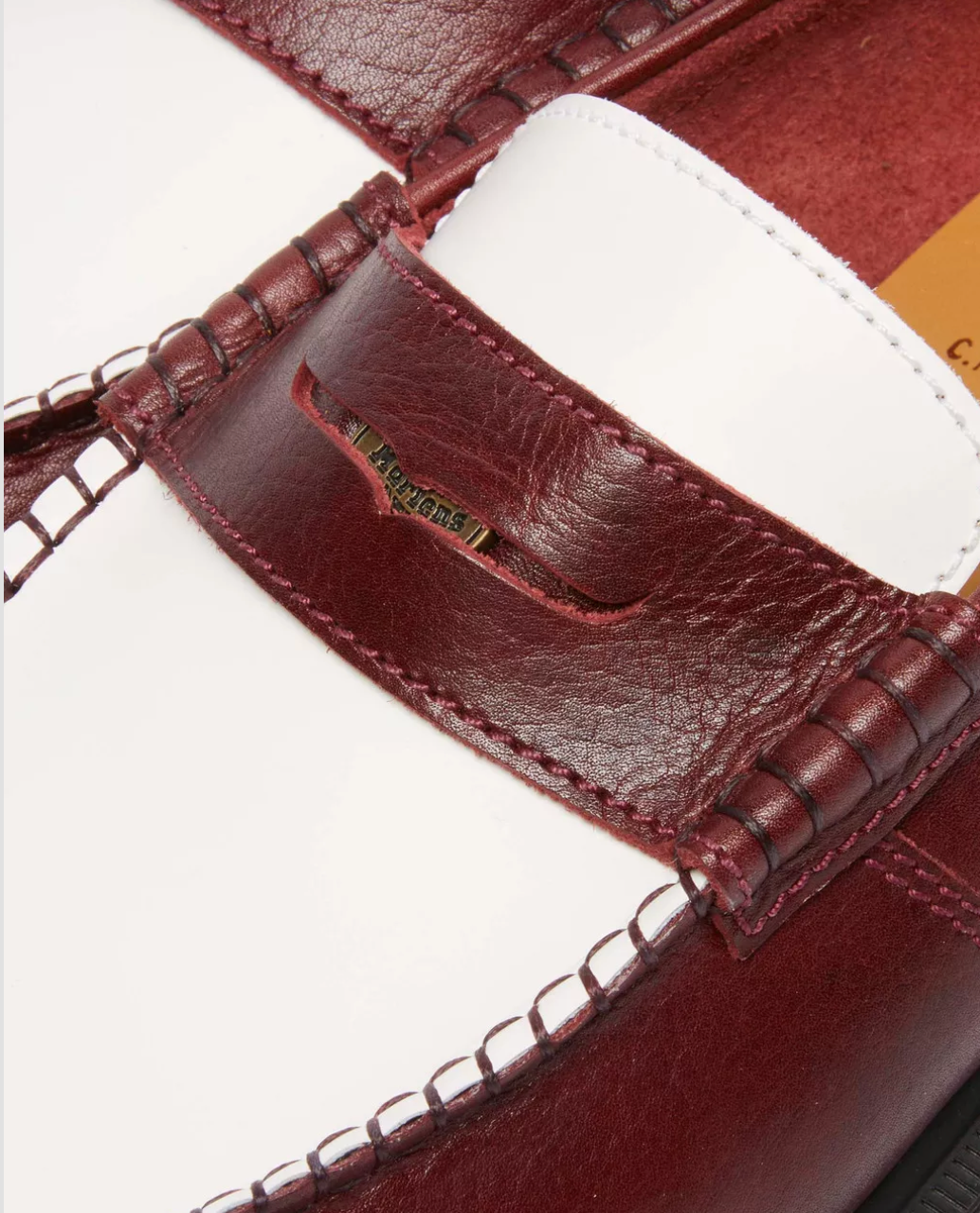 Dr. Martens Penton Classic Calf Penny Loafers Burgundy & White - Made in England