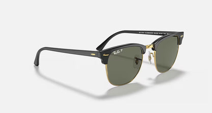 Ray-Ban Clubmaster Classics - Polished Black & Gold/Green Polarised
