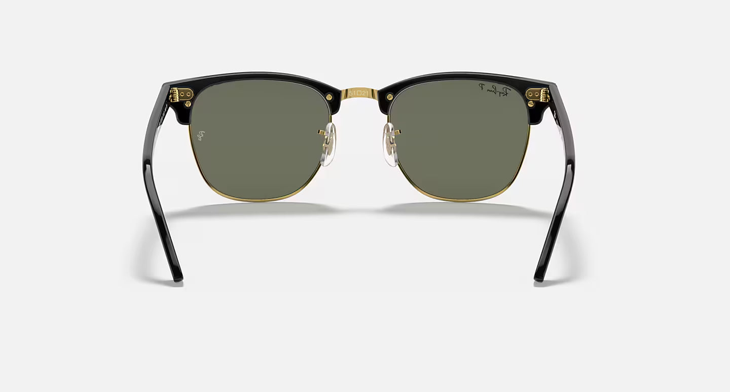 Ray-Ban Clubmaster Classics - Polished Black & Gold/Green Polarised