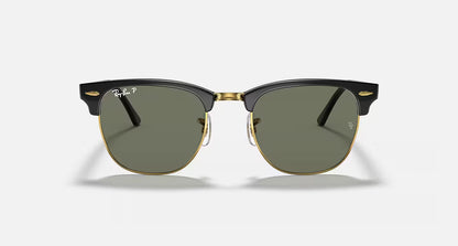 Ray-Ban Clubmaster Classics - Polished Black & Gold/Green Polarised