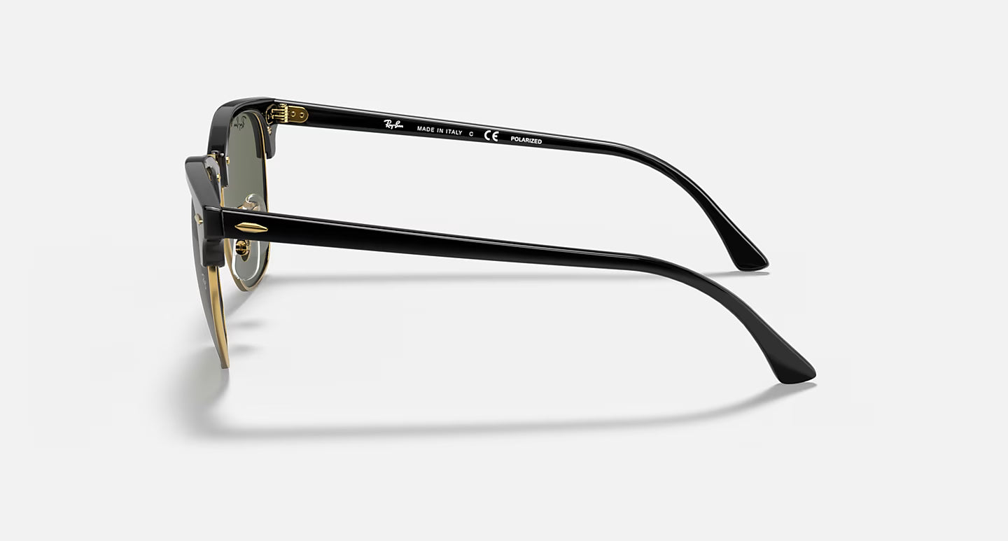 Ray-Ban Clubmaster Classics - Polished Black & Gold/Green Polarised