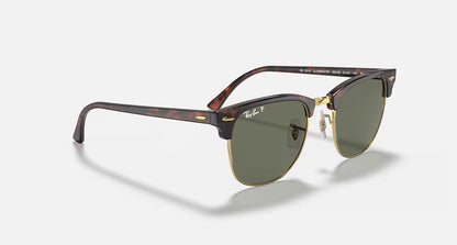 Ray-Ban Clubmaster Classics - Polished Tortoise On Gold/Green Polarised