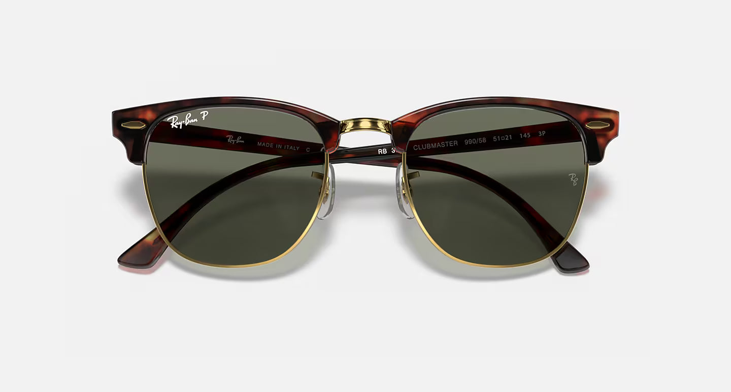 Ray-Ban Clubmaster Classics - Polished Tortoise On Gold/Green Polarised