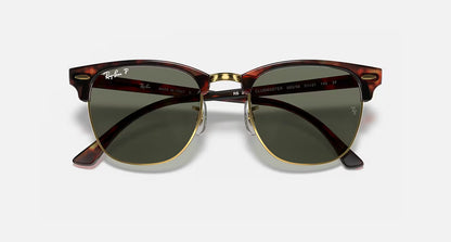 Ray-Ban Clubmaster Classics - Polished Tortoise On Gold/Green Polarised
