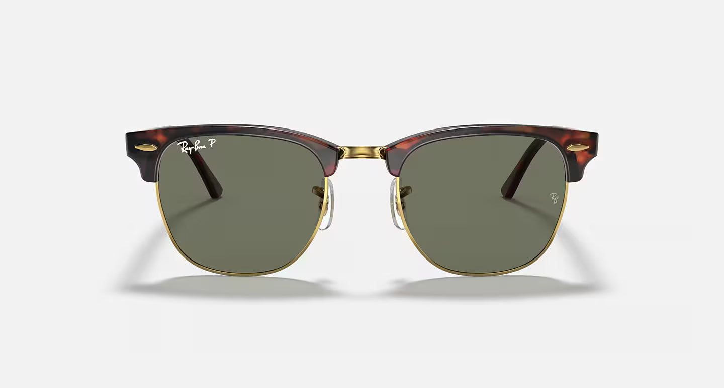 Ray-Ban Clubmaster Classics - Polished Tortoise On Gold/Green Polarised