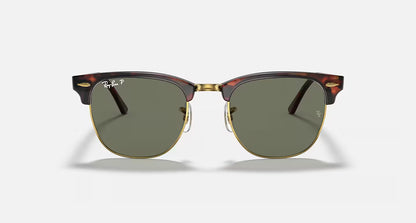 Ray-Ban Clubmaster Classics - Polished Tortoise On Gold/Green Polarised