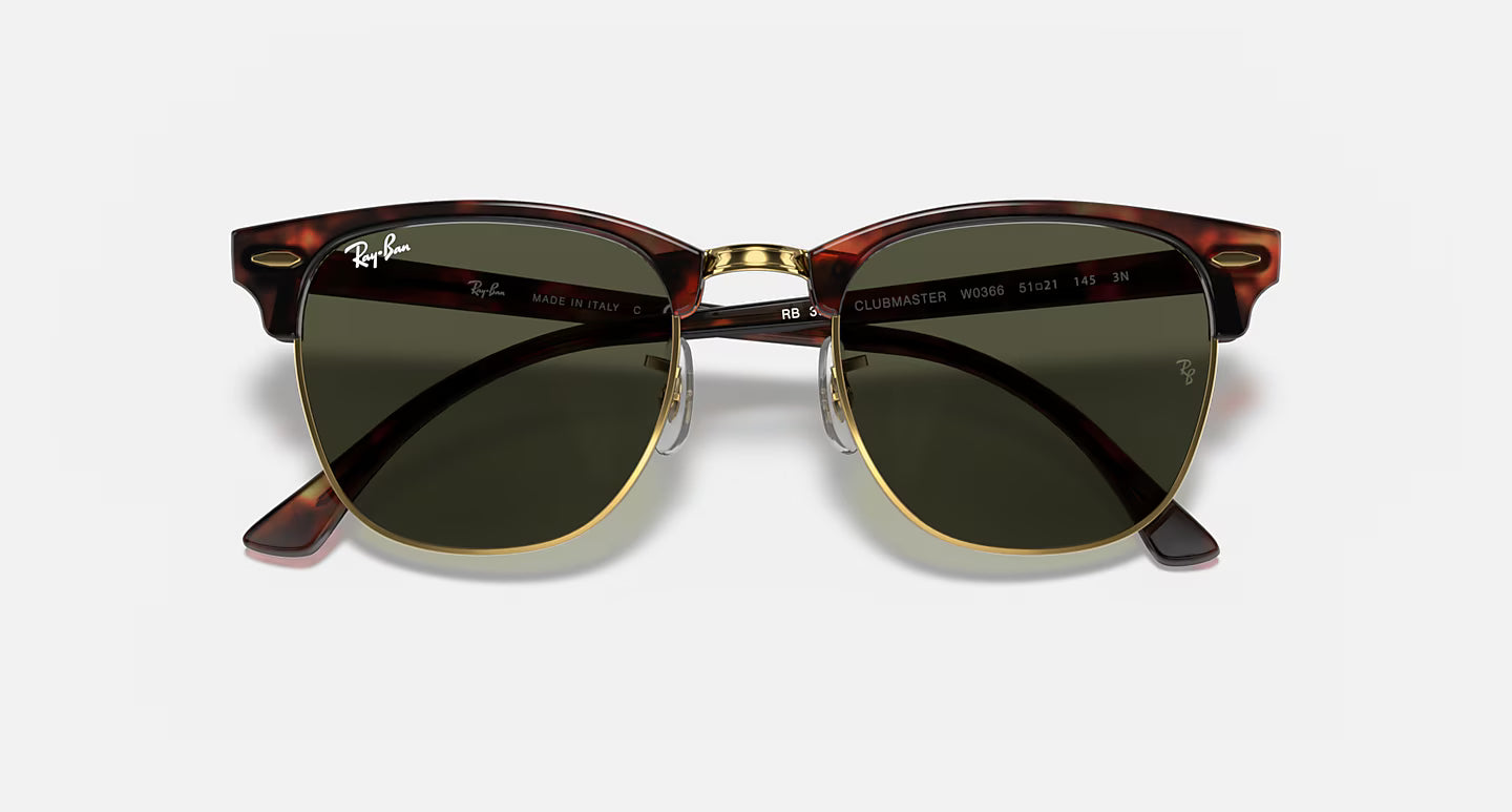 Ray-Ban Clubmaster Classics - Polished Tortoise On Gold/Green