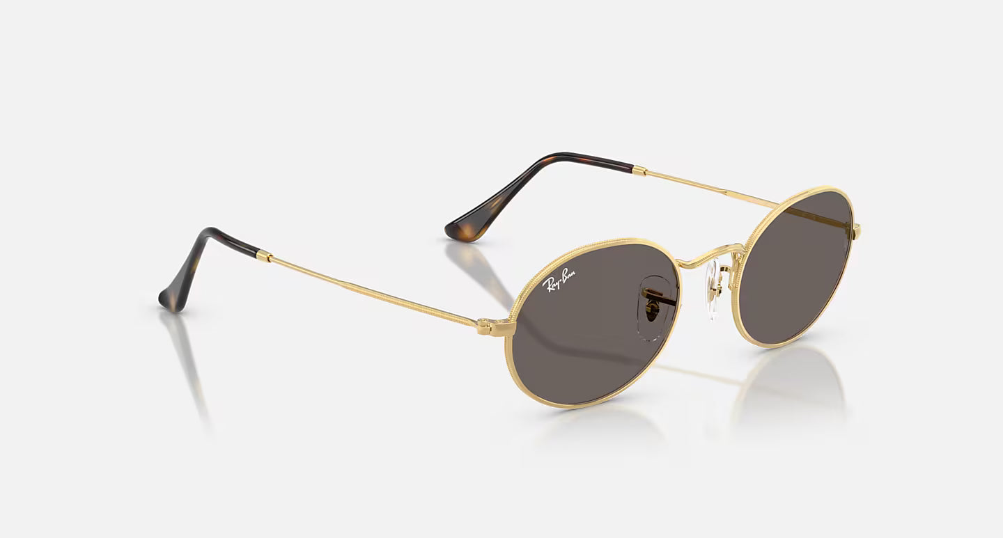 Ray-Ban Oval Flat Lenses Sunglasses - Polished Arista Gold/Dark Grey