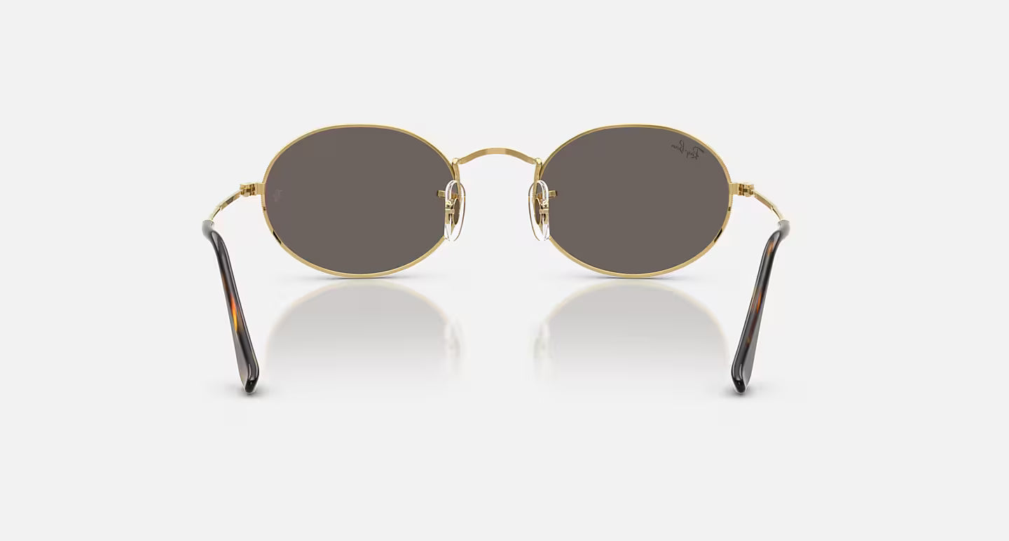 Ray-Ban Oval Flat Lenses Sunglasses - Polished Arista Gold/Dark Grey