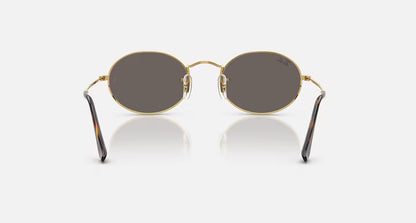 Ray-Ban Oval Flat Lenses Sunglasses - Polished Arista Gold/Dark Grey
