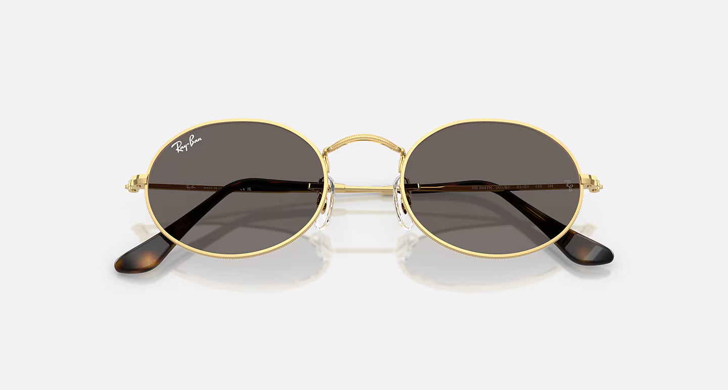 Ray-Ban Oval Flat Lenses Sunglasses - Polished Arista Gold/Dark Grey