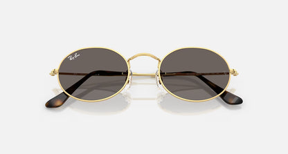 Ray-Ban Oval Flat Lenses Sunglasses - Polished Arista Gold/Dark Grey