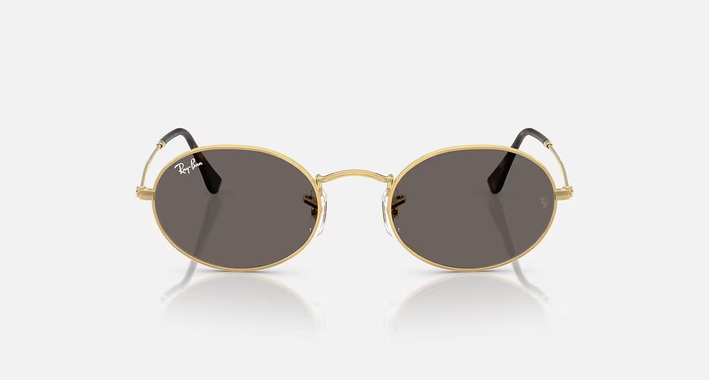 Ray-Ban Oval Flat Lenses Sunglasses - Polished Arista Gold/Dark Grey