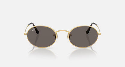 Ray-Ban Oval Flat Lenses Sunglasses - Polished Arista Gold/Dark Grey