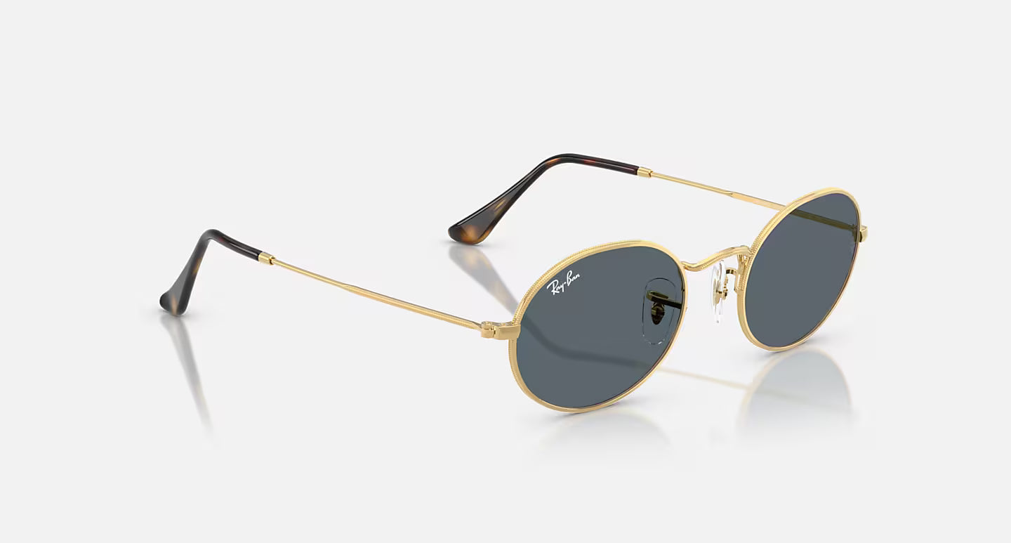 Ray-Ban Oval Flat Lenses Sunglasses - Polished Arista Gold/Blue