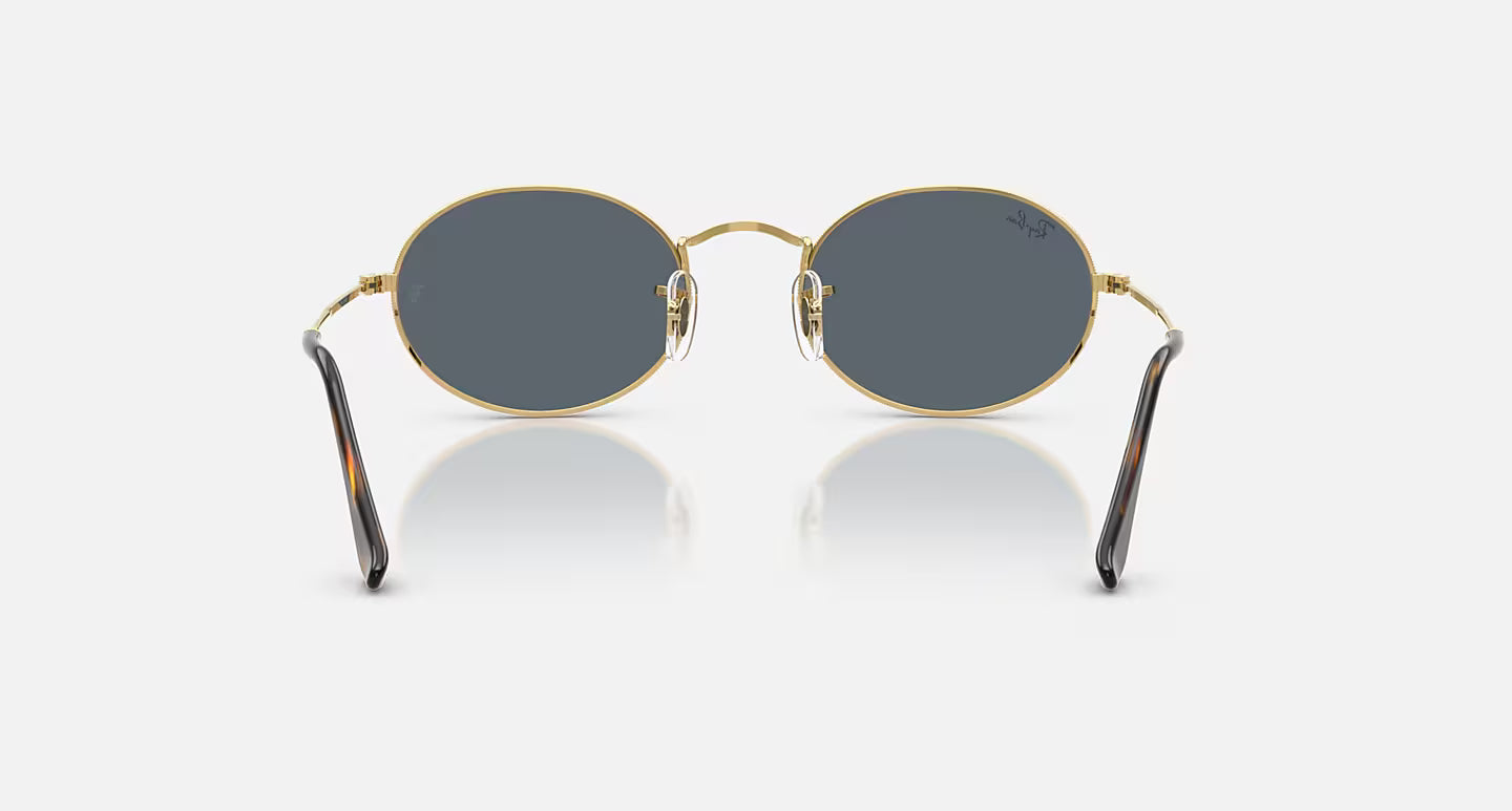 Ray-Ban Oval Flat Lenses Sunglasses - Polished Arista Gold/Blue