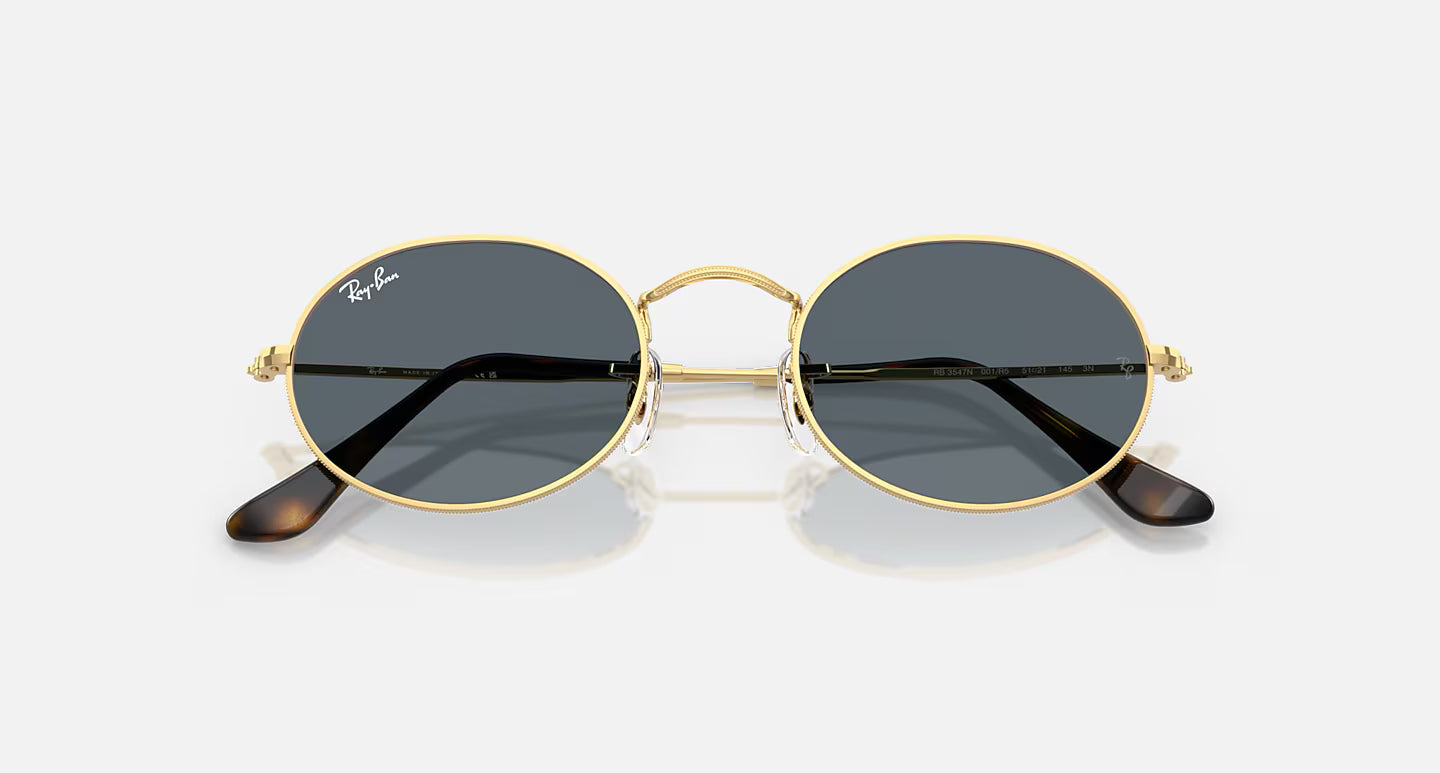 Ray-Ban Oval Flat Lenses Sunglasses - Polished Arista Gold/Blue