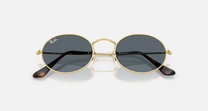 Ray-Ban Oval Flat Lenses Sunglasses - Polished Arista Gold/Blue